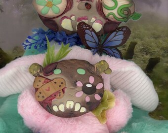 cottage core bears, clay face