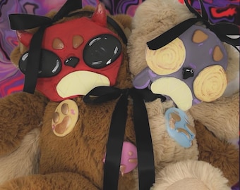 Twin headed bears, clay face