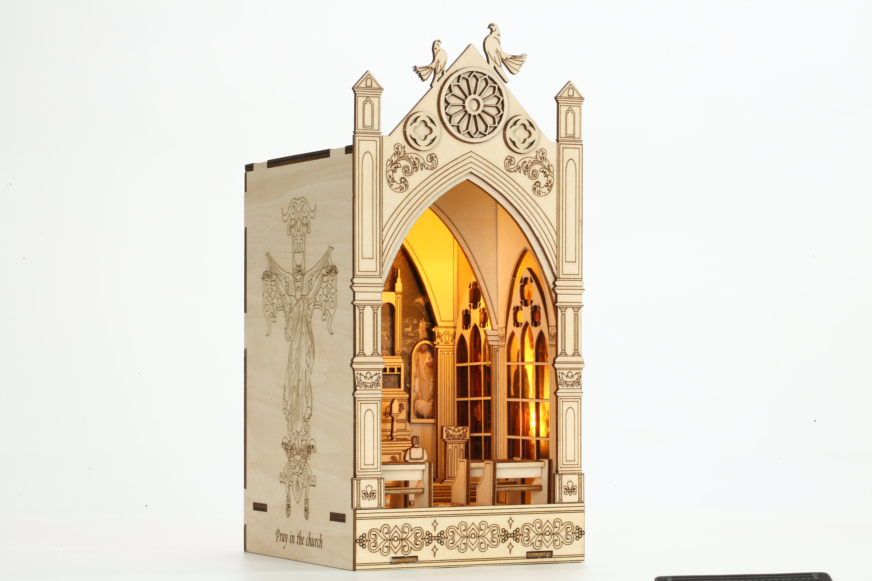 Notre Dame Cathedral Book Nook Insert détagère à livres Bibliothèque avec  kit de construction de modèles légers -  France