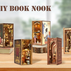 Diy Book Nook Kit Diy Miniature Bookend Town Forest With Led Light