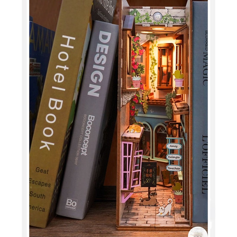 DIY Booknook Kit Book Nook Diorama Miniature Assembly Wooden Etsy