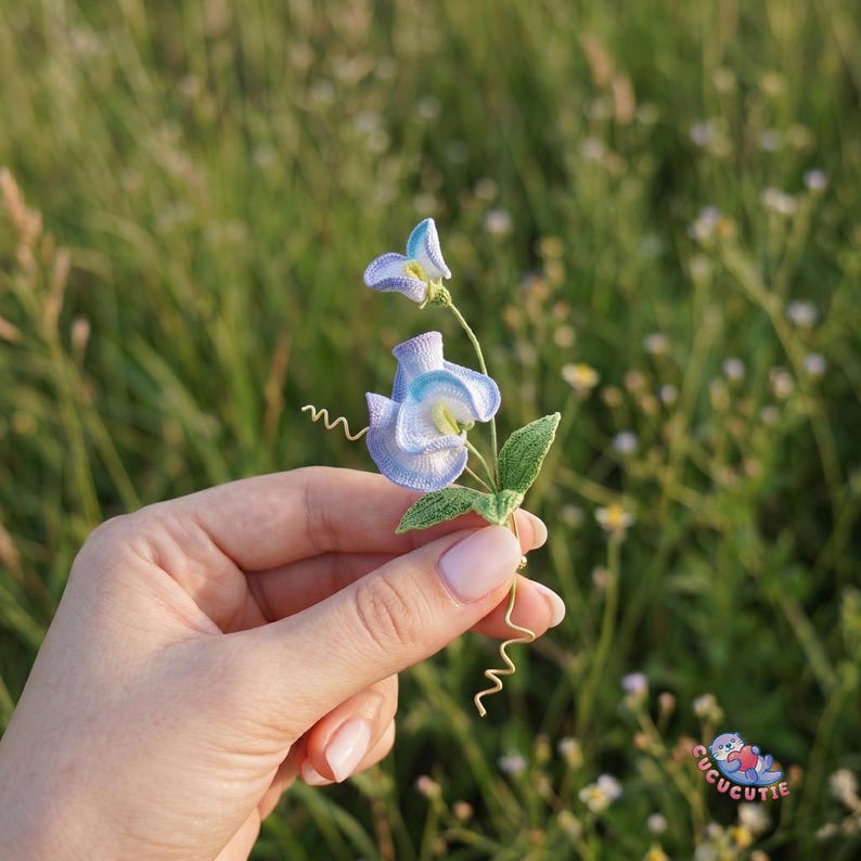 Micro Crochet Sweet Pea Flower Brooch,cottagecore Brooch for Women ...