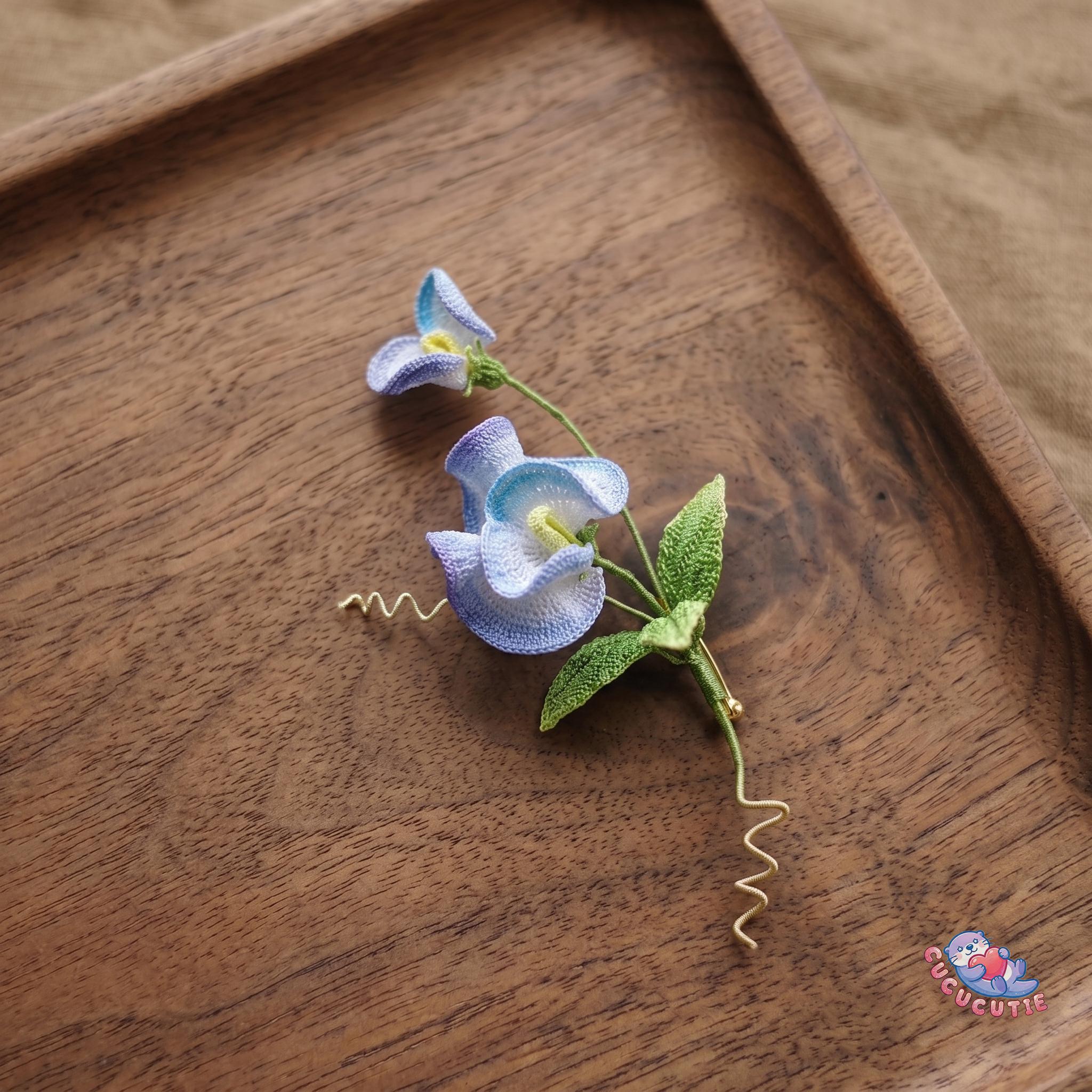 Micro Crochet Sweet Pea Flower Brooch,cottagecore Brooch for Women ...