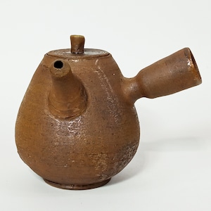 Handmade Kyusu. Teapot Stoneware studio pottery. Wabi sabi ritual ceramics.