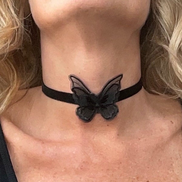 Butterfly Choker - Velvet Choker - Statement Jewelry - Velvet Necklace - Butterfly Necklace - Fairy Choker - Fairy Necklace