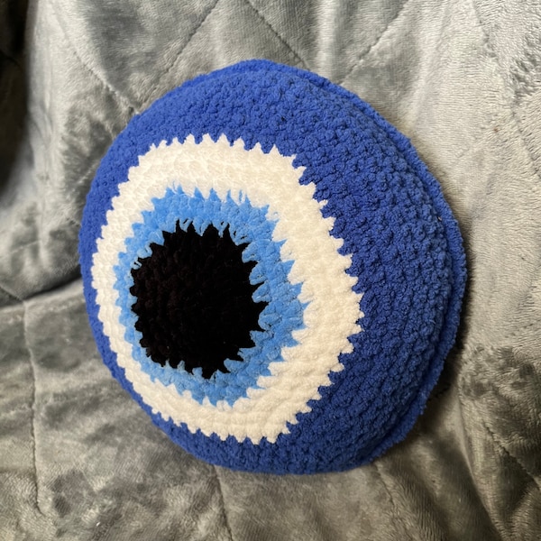 Crochet Evil Eye Pillow Etsy