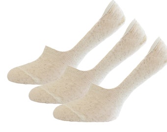 Linen Flax Women's Soft Breathable No Show Socks 3-pairs.