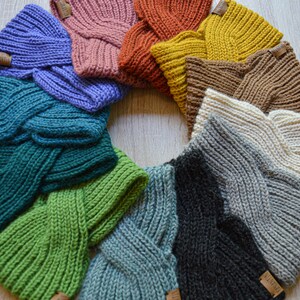 Handgestricktes Stirnband aus 100% Alpaka Wolle