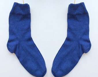 Chaussettes tricotées | 100 % laine d'alpaga | Bleu marine | Fabriqué de manière durable et éthique