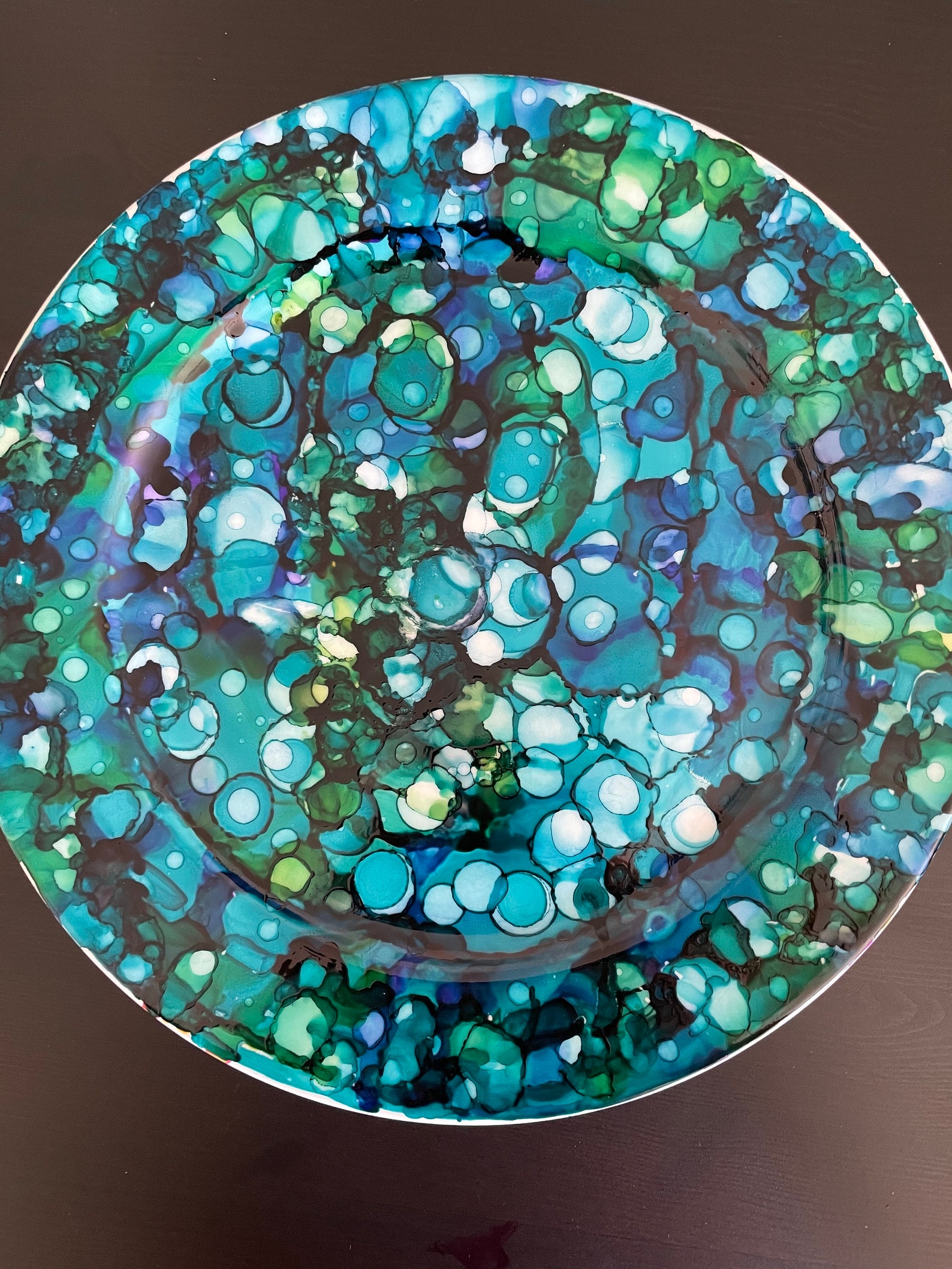 Blue and Green Porcelain Plate 12 inch Hand Painted Plate Etsy