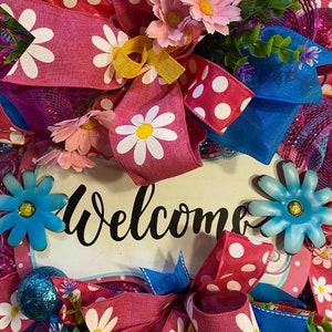 Welcome flower wreath for front door and all of your decorating needs for Spring/Summer, Flower welcome wreath. housewarming gifts