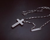 Cross Necklace, Titanium Necklace, Square Box Chain, Waterproof Necklace, Necklace for men, Silver Necklace, Vintage Necklace, Gift For Men