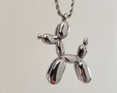 Balloon Dog Necklace, Titanium, Dog Dad Necklace, Gift for Dog Lover, Stainless Steel Necklace, Waterproof Necklace, Men 39 s Necklace, Pet Set