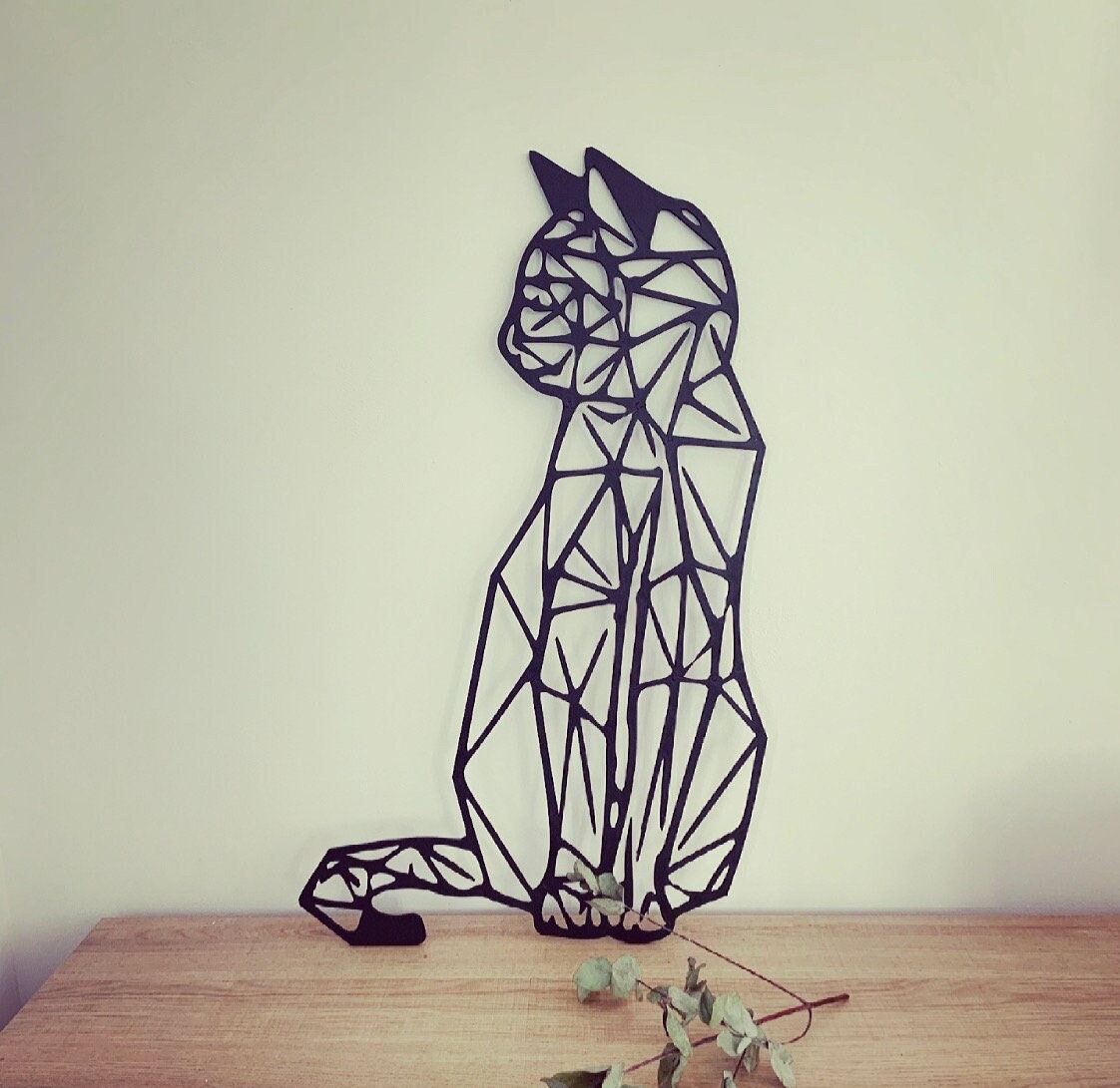 Chat Origami, Décoration Murale, Art Intérieure, Décor Salon, Déco Mural, Objet Décor | 30 cm ou 60c