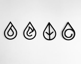 4 elementen, muurdecoratie, water, vuur, aarde en lucht