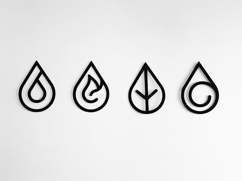 4 Éléments, Décoration Murale, L'eau, Le Feu, La Terre et L'air