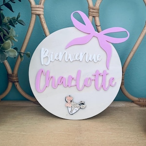 Carte bois annonce, Prénom personnalisé, décoration murale 3D, cadeau de naissance fait à la main