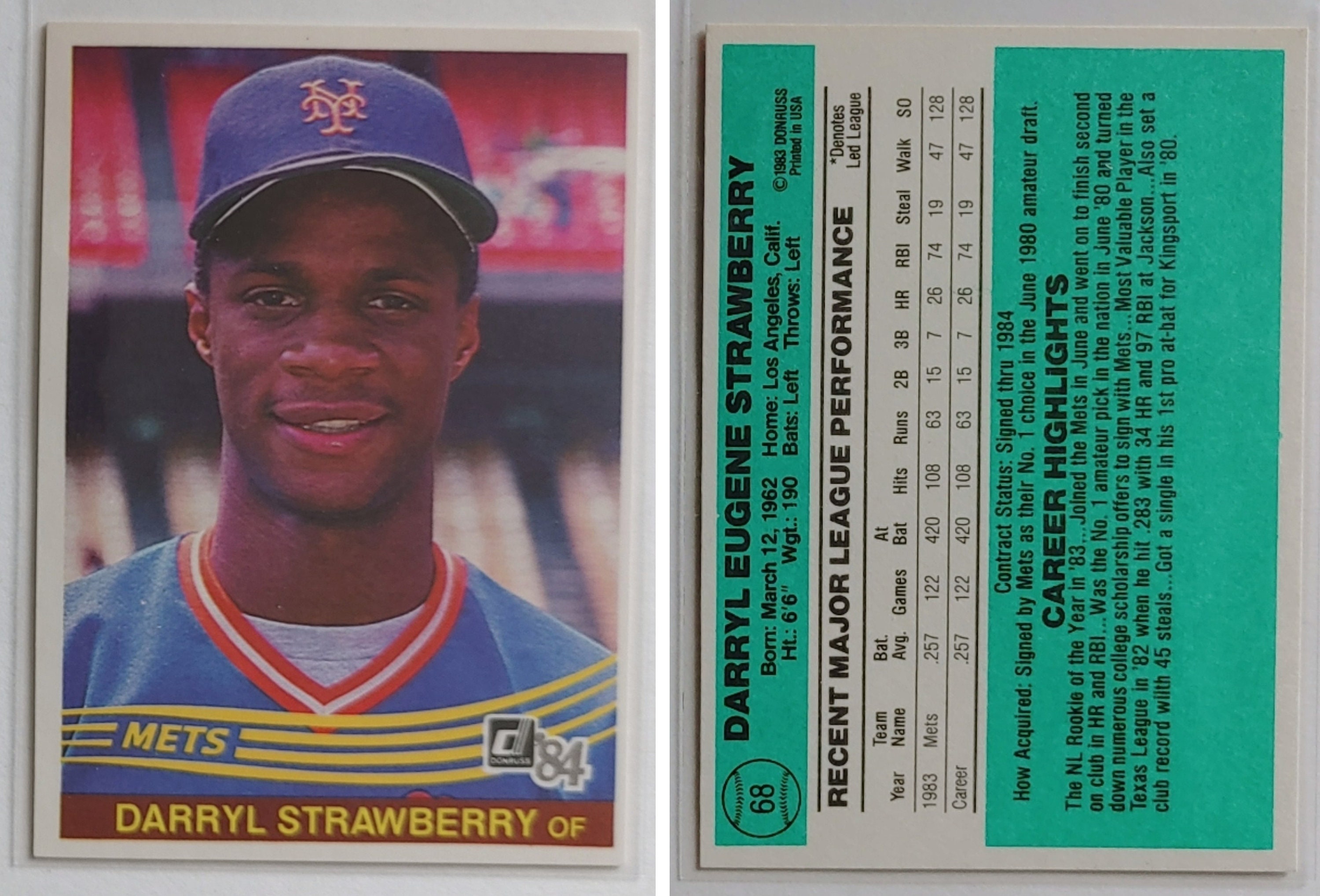 Darryl Strawberry ROOKIE Cards 20 Baseball Cards to Choose Etsy