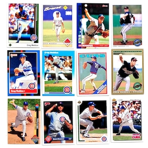 Carte Greg Maddux ROOKIE incluse dans le lot de 12 cartes ! 1987-1994 | Braves d'Atlanta, Cubs de Chicago