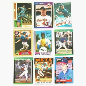 Lot de cartes ROOKIE de baseball des années 1980 ! Lot de 9 cartes comprenant Schilling, Palmeiro, Stewart, Carter, Dykstra, Langston, Vizquel, R. Martinez