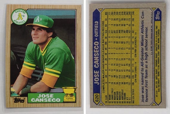 Jose Canseco ROOKIE Card Included in 20-card Lot! 1987-1994 | Oakland  Athletics, Texas Rangers - Etsy Denmark