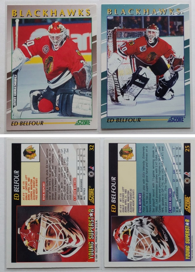 Ed Belfour ROOKIE Card Included in 13card Lot 19901995 Chicago