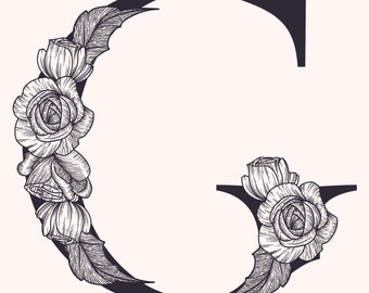 G Logo 1-letter G Monogram. Floral Style Rose. Monogram of a