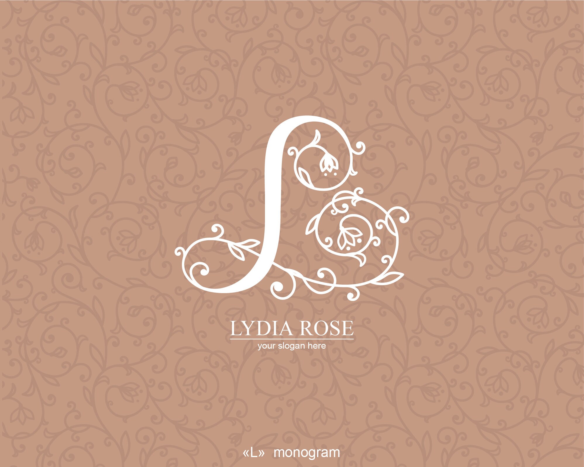 L logo, Letter L monogram. Style - floral, (2291977)