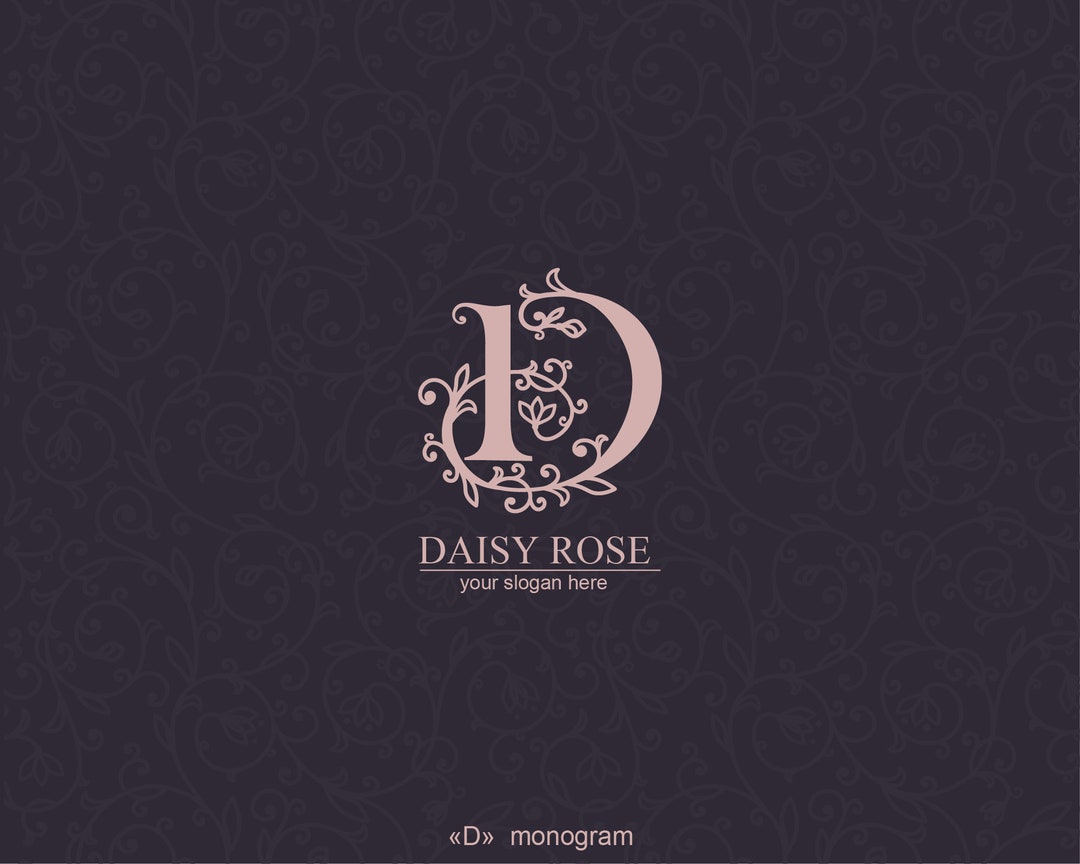 D Logo 1-letter D Monogram. Floral Style Rose. Monogram of a 