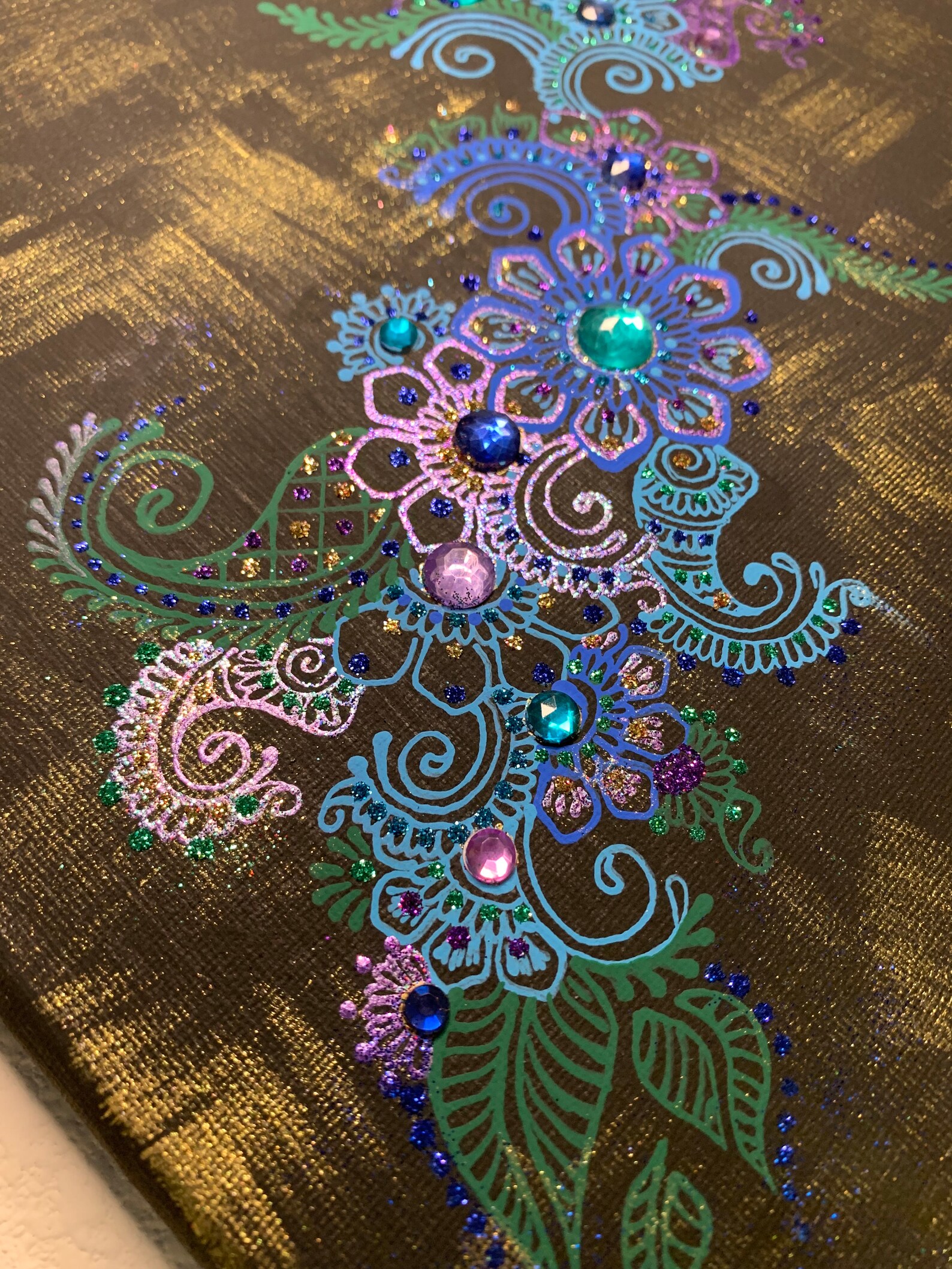 10x10 Peacock Inspired Henna Canvas Etsy