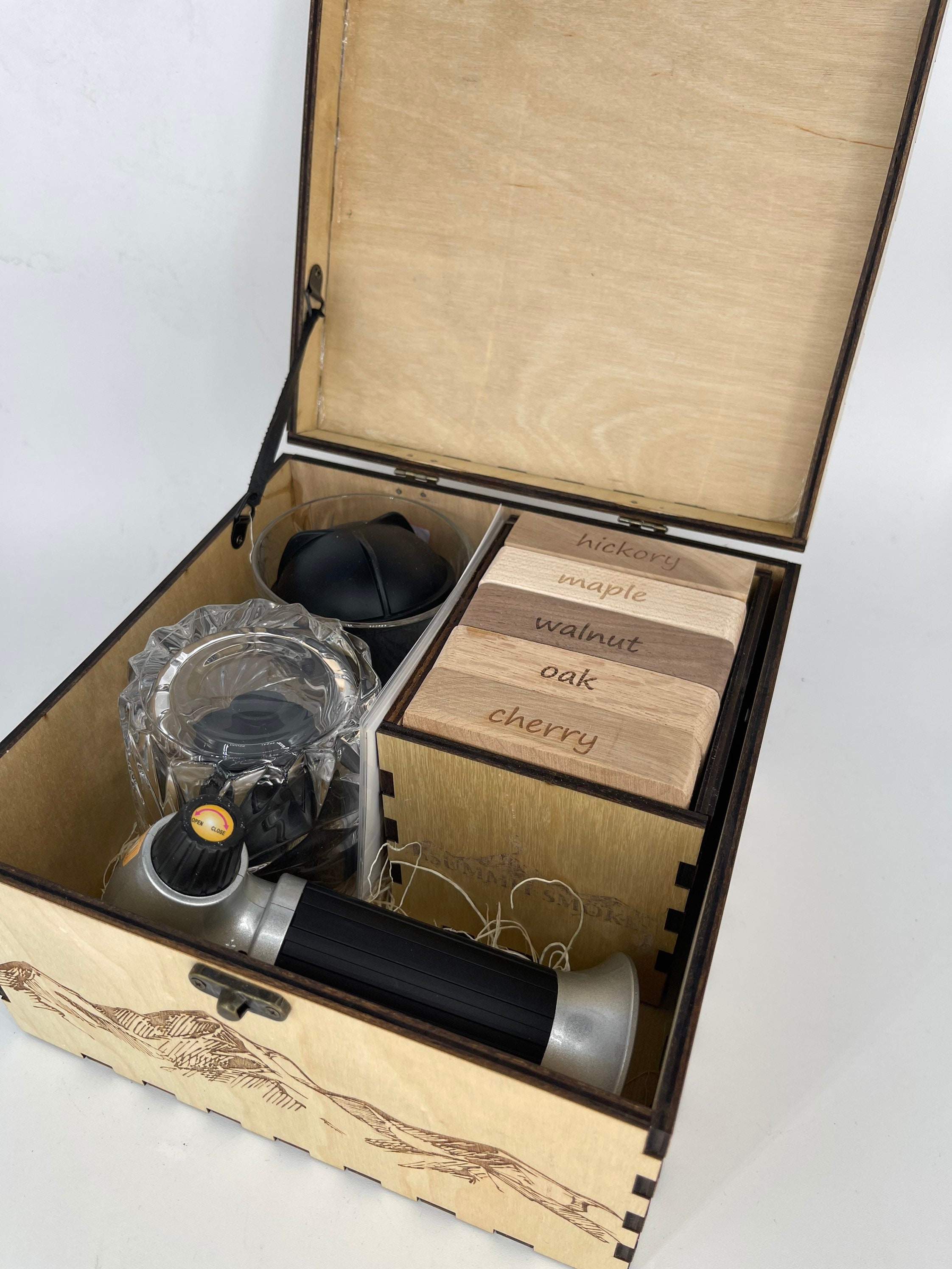 Complete Smoker Gift Set includes Wood Stash Box, Wood Rolling Tray, Stash  Jar, Herb Grinder, and Wind Proof Lighter