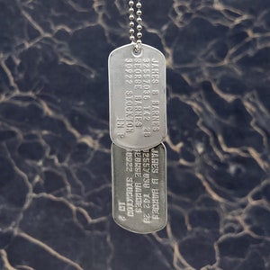 U.S. DOG TAGS PAIR SET PERSONALISED MILITARY ARMY STAINLESS STEEL