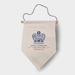 König Charles III Krönung Leinen Flagge Kronen Feier - Erinnerungsstücke der Britischen Monarchie - Souvenir 6.5.2023