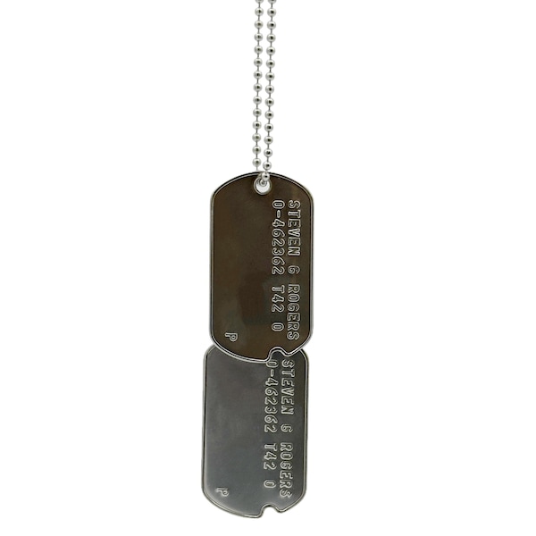 Steven Rogers Dog Tags Necklace: WWII Style Stainless Steel
