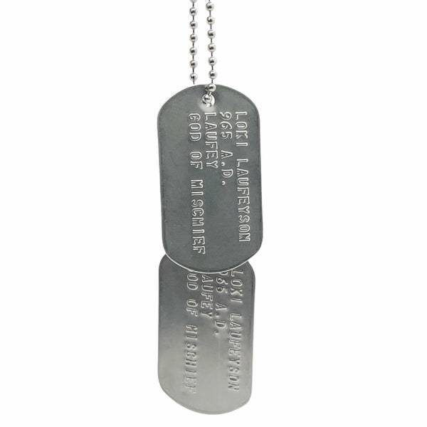 Loki 'God of Mischief' Dog Tags – Cosplay Costume Prop, Stainless Steel Chains