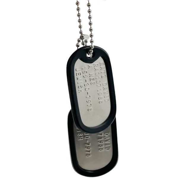 David “DAVE” Joseph Katz Military Dog Tags Set Prop Replica - Stainless Steel - Chain Included