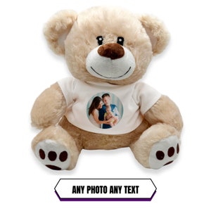 Personalised Teddy Bear with Custom T-shirt | Plush Keepsake | Unique Gift for Birthdays, Anniversaries | Soft Brown, Quality Print