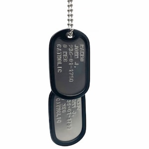 John James &#39;RAMBO&#39; Military Dog Tags Set Cosplay Prop Replica - Stainless Steel  - Chains & Silencers Included