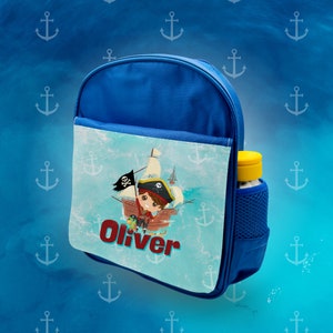 Sac à dos bleu pirate personnalisé pour garçons pour enfants - Fabriqué au Royaume-Uni sur mesure
