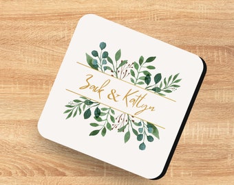 Personalised Wedding/Couple MDF Cork COASTER - Customisable Gift