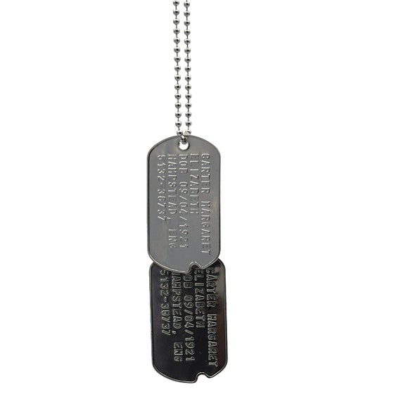 Margaret Carter WWII Dog Tags: Stainless Steel Prop Replica