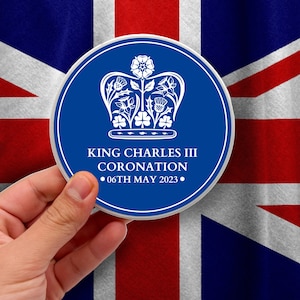 6th May 2023 Souvenir King Charles III Coronation Ceramic Coaster - Official Emblem Royal Crown Design - Made in the UK - Limited Edition