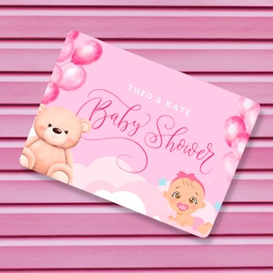 Large Girl Baby Shower Custom Placemat - Personalised Table Setting for Baby Shower Decor - MDF Cork