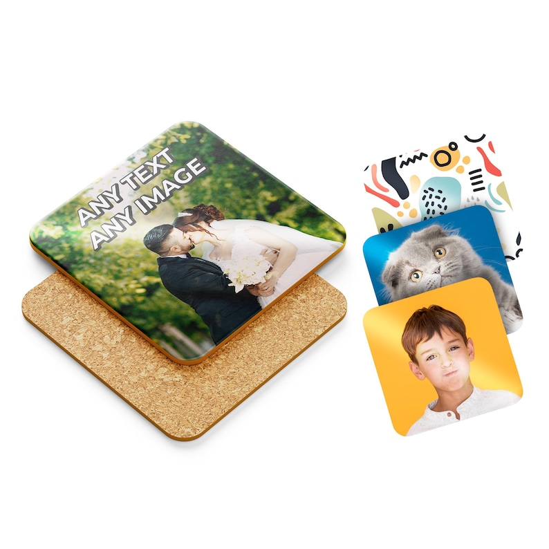 Personalized Photo Coaster - High Gloss Square MDF, Handmade Gift image 1