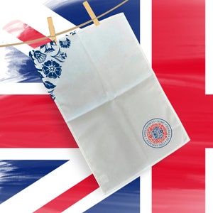 6th May 2023 Royal Coronation Tea Towel - King Charles III Celebration -  Elegant Royal Blue Design - Limited Edition - 100% Soft Polyester