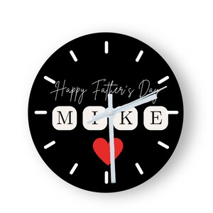 Personalised Glass Clock, Father's Day Design, Custom Printed Analogue Clock, Keepsake/Memento for Home/Office