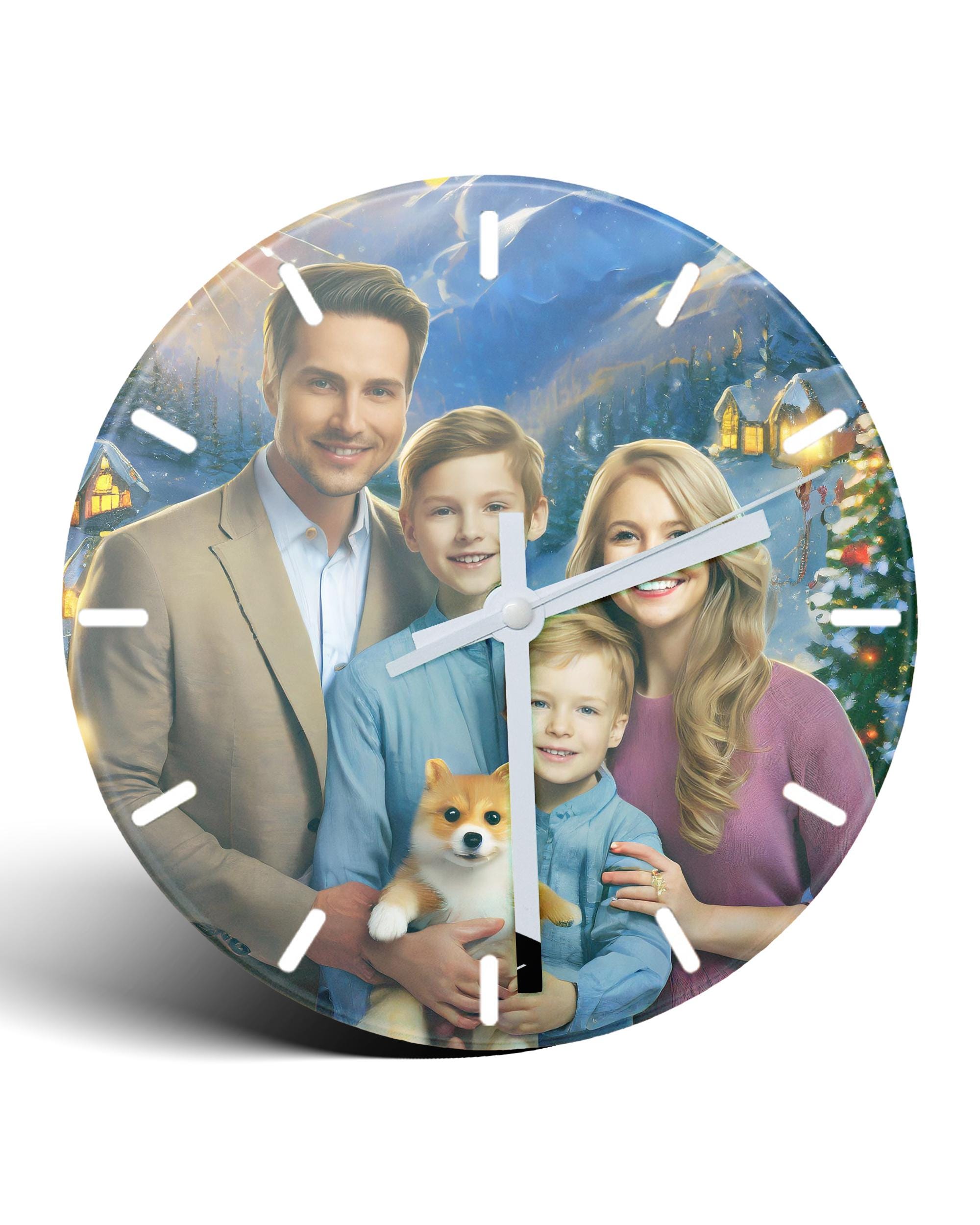 Personalized Photo Glass Clock - Custom Printed Analogue Keepsake Gift for Home or Office (20cm)