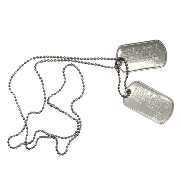 Piastrine identificative di James Bucky Barnes: accessorio cosplay in acciaio inossidabile in stile seconda guerra mondiale