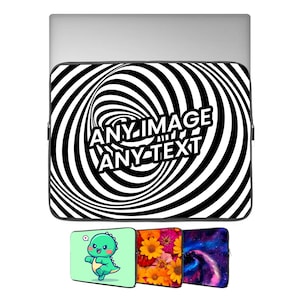 May include: Black and white laptop sleeve with a swirling pattern and the text "ANY IMAGE ANY TEXT".
