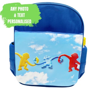 Personnalisé Sac à dos bleu enfant avec photo ou texte pour garçon - Fabriqué au Royaume-Uni sur mesure